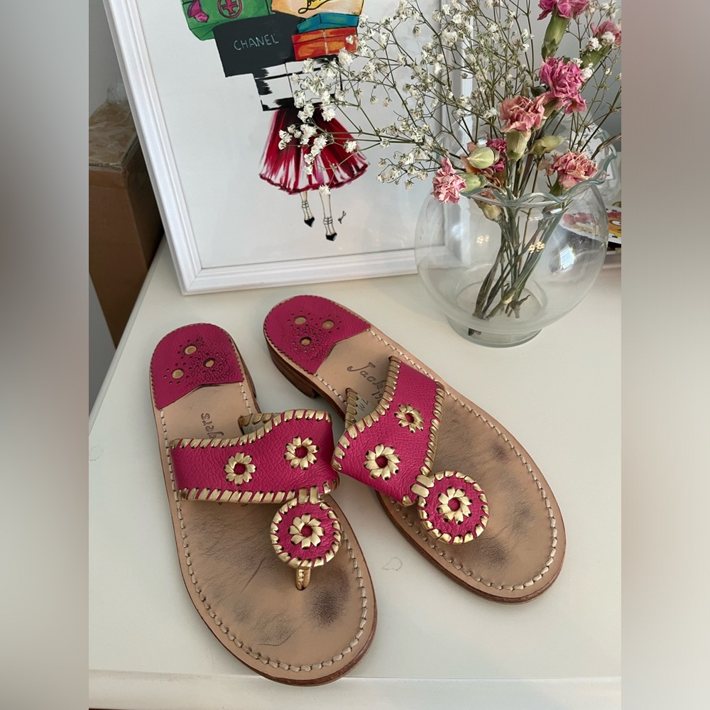 Jack Roger Women Sandals, Pink & Gold- Size 7